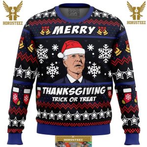Merry Thanksgiving Biden Gifts For Family Christmas Holiday Ugly Sweater