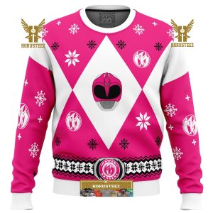 Mighty Morphin Power Rangers Pink Gifts For Family Christmas Holiday Ugly Sweater