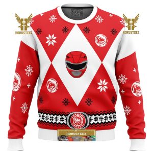 Mighty Morphin Power Rangers Red Gifts For Family Christmas Holiday Ugly Sweater