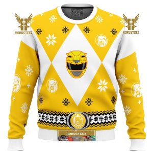 Mighty Morphin Power Rangers Yellow Gifts For Family Christmas Holiday Ugly Sweater