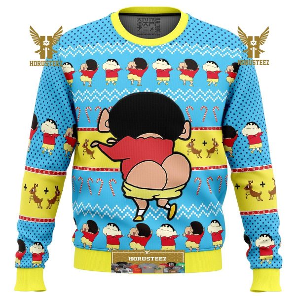 Naughty Shinnosuke Crayon Shin-Chan Gifts For Family Christmas Holiday Ugly Sweater