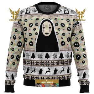 No Face And Soot Sprites Spirited Away Studio Ghibli Gifts For Family Christmas Holiday Ugly Sweater