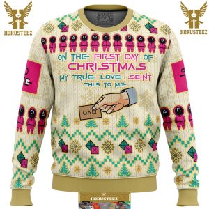 On The First Day Of Christmas Squid Game Gifts For Family Christmas Holiday Ugly Sweater