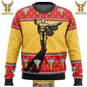 One Punch Man Saitama Shadow Gifts For Family Christmas Holiday Ugly Sweater