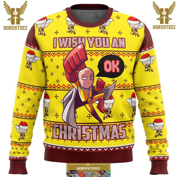 One Punch Saitama Ok Gifts For Family Christmas Holiday Ugly Sweater