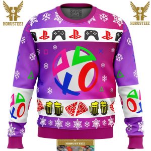 Playstation Neon Gifts For Family Christmas Holiday Ugly Sweater