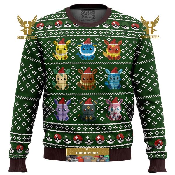 Pokemon Eevee Eeveelutions Gifts For Family Christmas Holiday Ugly Sweater