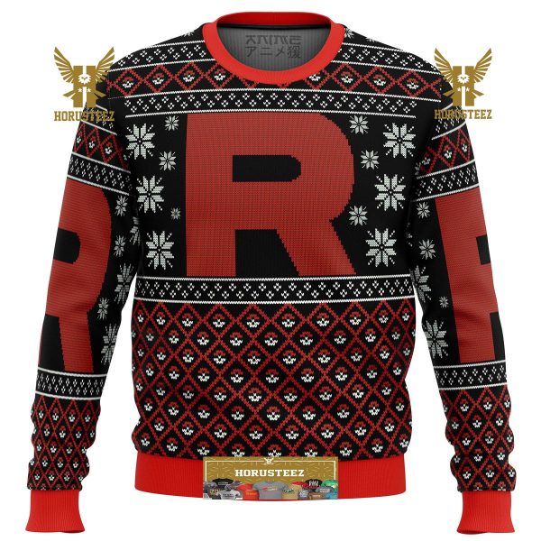 Pokemon Team Rocket Red Black Gifts For Family Christmas Holiday Ugly Sweater