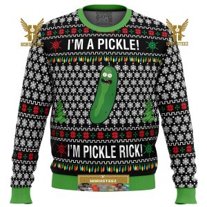 Rick And Morty Pickle Rick Gifts For Family Christmas Holiday Ugly Sweater