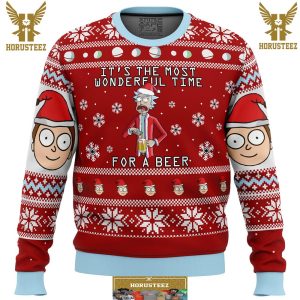 Rick And Morty Time For A Beer Gifts For Family Christmas Holiday Ugly Sweater