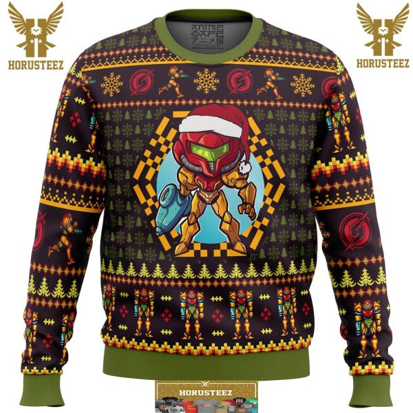 Santa Samus Aran Metroid Gifts For Family Christmas Holiday Ugly Sweater