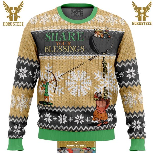 Share Your Blessings Robin Hood Disney Gifts For Family Christmas Holiday Ugly Sweater