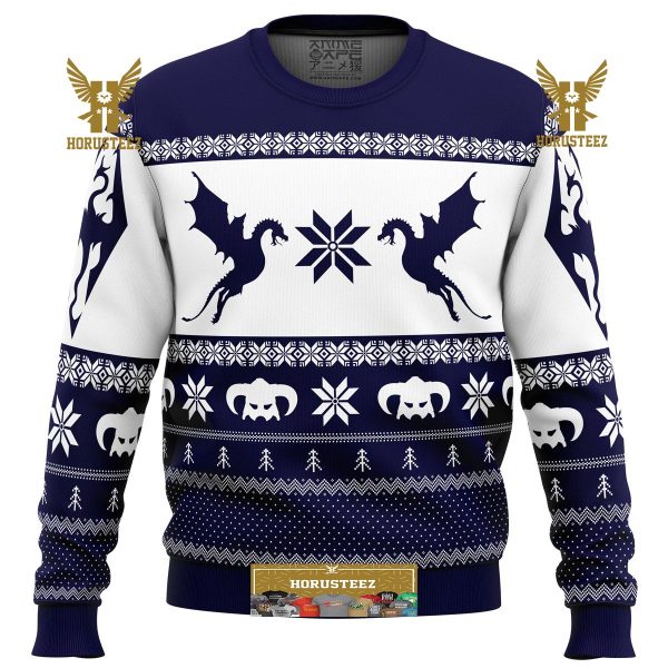 Skyrim Dragon Gifts For Family Christmas Holiday Ugly Sweater