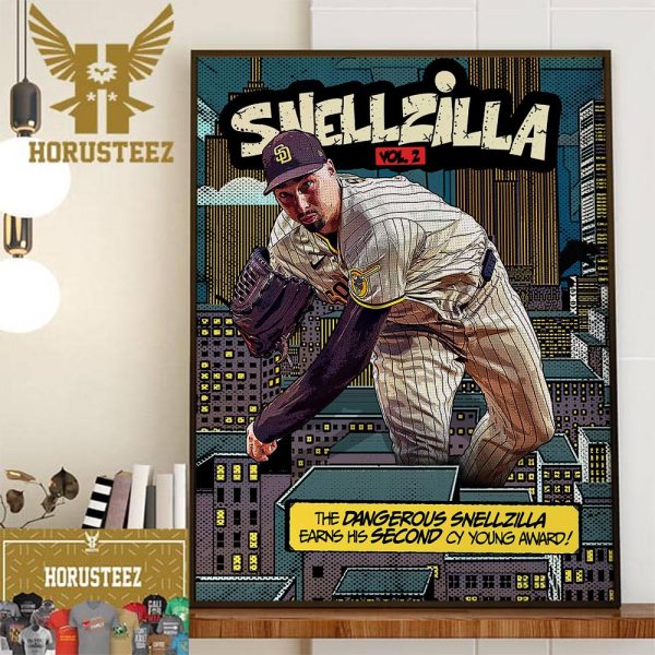 Snellzilla vol 2 Blake Snell Is The 2023 National League CY Young Award Winner For The Second Time In Career Home Decor Poster Canvas