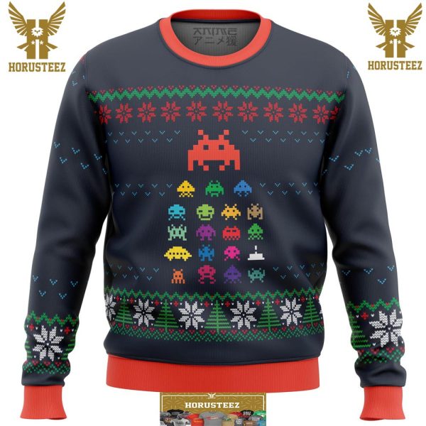 Space Invaders Gifts For Family Christmas Holiday Ugly Sweater