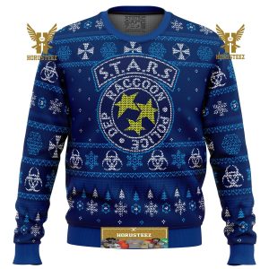 Stars Racoon City Police Resident Evil Gifts For Family Christmas Holiday Ugly Sweater