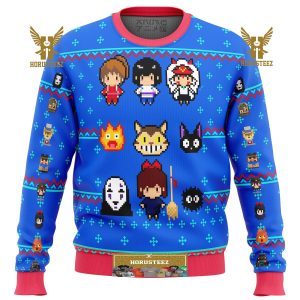 Studio Ghibli Blue Gifts For Family Christmas Holiday Ugly Sweater