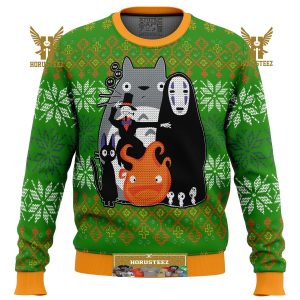 Studio Ghibli Miyazaki Squad Gifts For Family Christmas Holiday Ugly Sweater