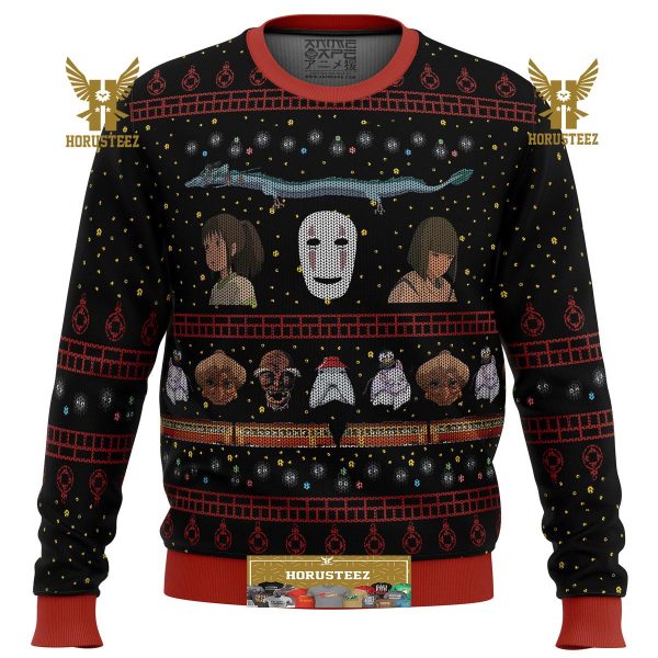 Studio Ghibli No Face Spirited Away Gifts For Family Christmas Holiday Ugly Sweater
