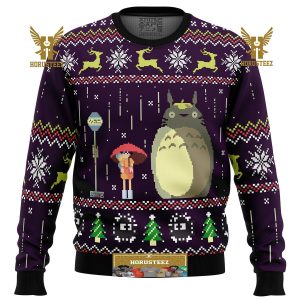 Studio Ghibli Totoro Rain Miyazaki Gifts For Family Christmas Holiday Ugly Sweater