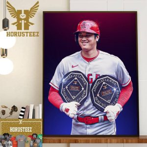 The Los Angeles Angels Shohei Ohtani 2x American League MVP Award Winner Home Decor Poster Canvas