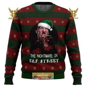The Nightmare On Elf Street Freddy Krueger Gifts For Family Christmas Holiday Ugly Sweater