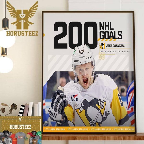 The Pittsburgh Penguins Jake Guentzel 200 NHL Goals Home Decor Poster Canvas