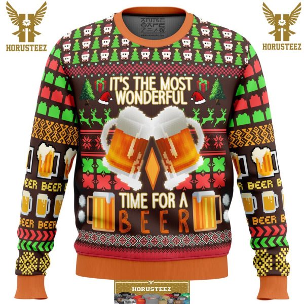 Time For A Beer Gifts For Family Christmas Holiday Ugly Sweater