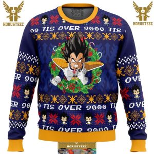 Tis Over 9000 Dragon Ball Z Gifts For Family Christmas Holiday Ugly Sweater