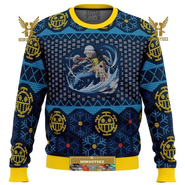Trafalgar D Water Law One Piece Gifts For Family Christmas Holiday Ugly Sweater