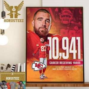 Travis Kelce 10941 Career Receiving Yards For The Most in Kansas City Chiefs Franchise History Home Decor Poster Canvas