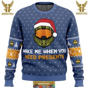 Wake Me When You Need Presents Halo Gifts For Family Christmas Holiday Ugly Sweater