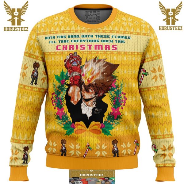 With This Hand With These Flames Katekyo Hitman Reborn Gifts For Family Christmas Holiday Ugly Sweater