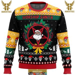 Worship Santa Gifts For Family Christmas Holiday Ugly Sweater