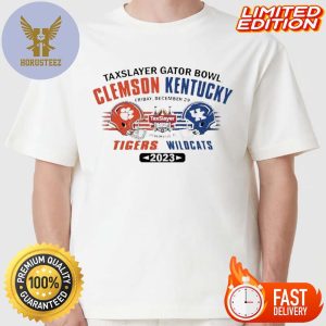 2023 Taxslayer Gator Bowl Game Clemson Tigers Vs Kentucky Wildcats Duel Helmets College Football Bowl Shirt