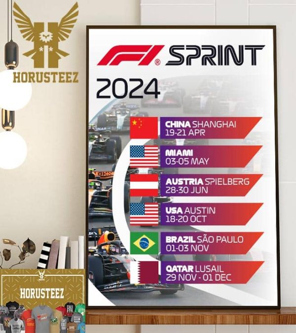 2024 F1 Sprint Calendar Six Venues to Host FIA Formula 1 World Championship Season Home Decor Poster Canvas