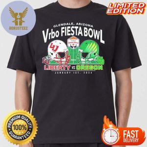 2024 Vrbo Fiesta Bowl Playoff Semifinal Game Glendale Arizona Oregon Ducks Vs Liberty Flames Duel Helmets Shirt