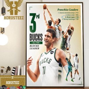 Brook Lopez Become The 3rd Bucks Blocks Leader Of All Time Home Decor Poster Canvas