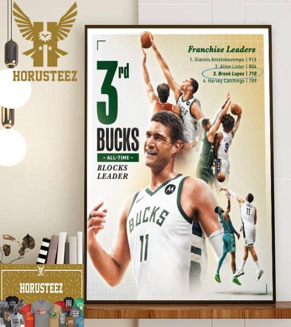 Brook Lopez Become The 3rd Bucks Blocks Leader Of All Time Home Decor Poster Canvas