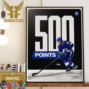 Congratulations Pointer Tampa Bay Lightning Player Brayden Point 500 NHL Points In Career Home Decor Poster Canvas