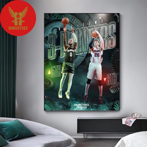 Damian Lillard Surpasses Kyle Korver for 5th All-Time In Made Threes Home Decor Poster Canvas