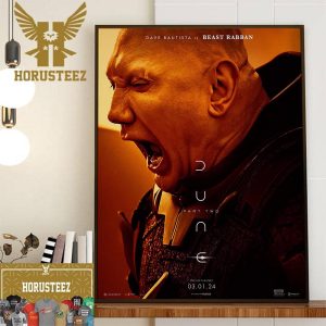 Dave Bautista Is Glossu Rabban In Dune Part Two 2024 Official Poster Home Decor Poster Canvas