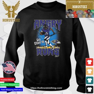Gus Edwards Charcoal Baltimore Ravens Angry Runs Player Graphic Tri-Blend Unisex T-Shirt