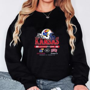 Kansas Jayhawks Vs UNLV Rebel 2023 Guaranteed Rate Bowl Helmet Match-Up Unisex T-Shirt
