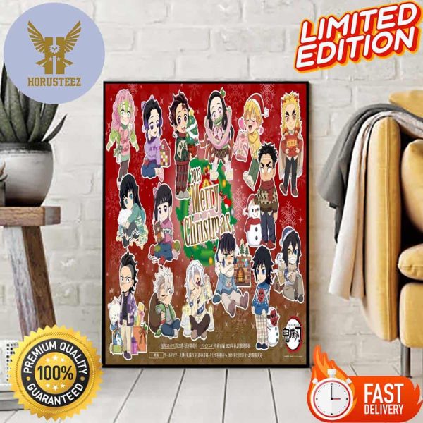 Merry Christmas 2023 By Demon Slayer Home Decor Poster