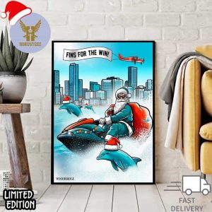 Merry Christmas And Happy Holiday Fins Fam From Miami Dolphins NFL Poster