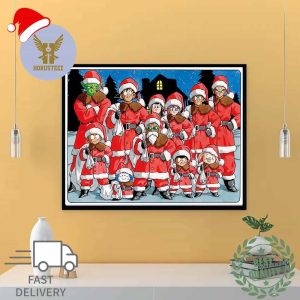 Merry Christmas From Dragon Ball Characters In Santa Clothes Home Decor Poster