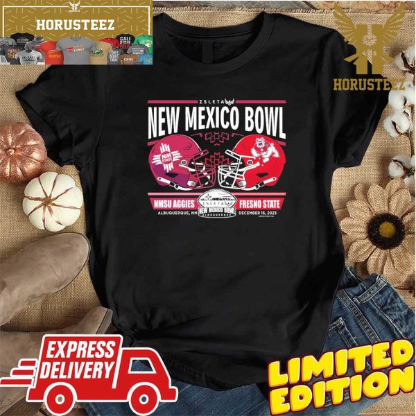 NMSU Aggies Vs Fresno State Bulldogs 2023 New Mexico Bowl Dueling Helmet Unisex T-Shirt