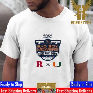 Official Miami Vs Rutgers 2023 Bad Boy Mowers Pinstripe Bowl Unisex T-Shirt