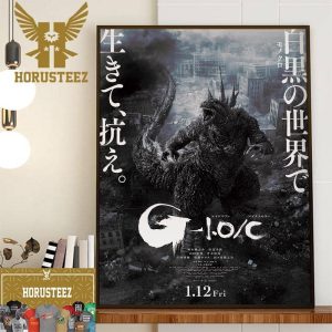 Official Poster Godzilla Minus One Black And White Theatrical Version Announced Home Decor Poster Canvas
